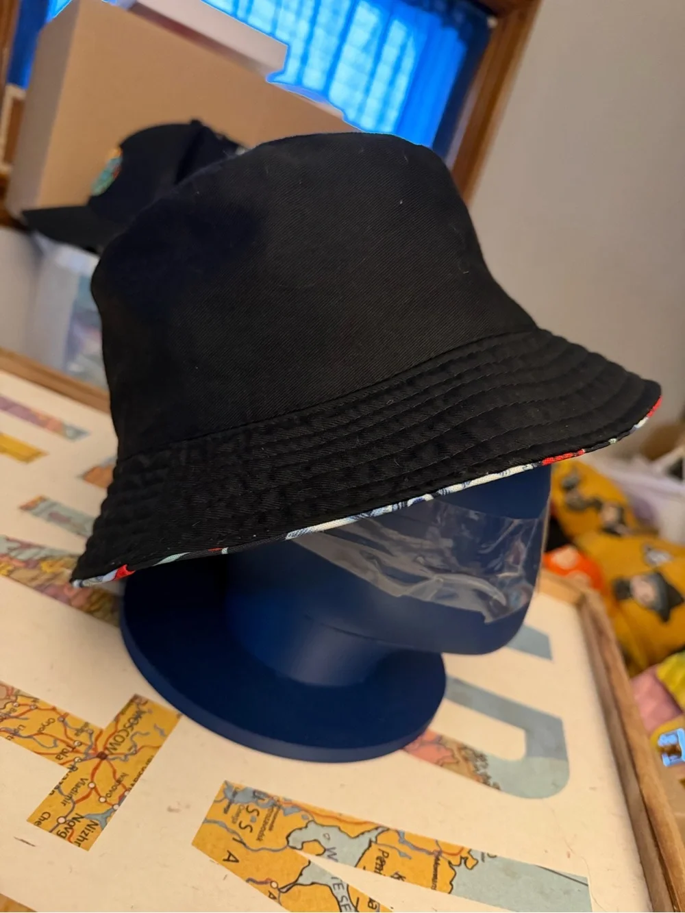 Reversible Roses & Skulls Bucket Hat - Black & Red